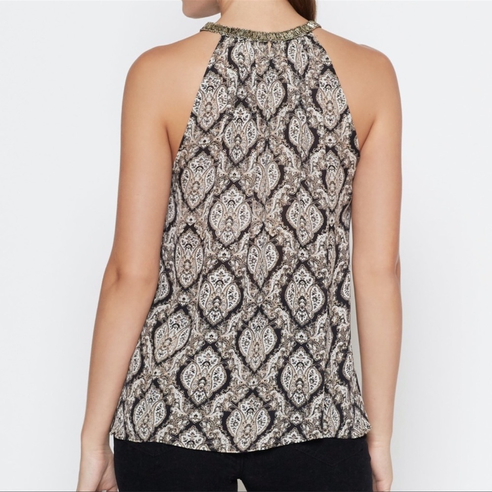 Joie Francis 100% Silk Tank Dusty Pink Sand Beaded Halter Sleeveless Blouse